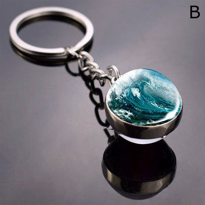 Llavero Esfera de Vidrio con Tortuga y Estrella de Mar - Diseño Divertido - Image 4