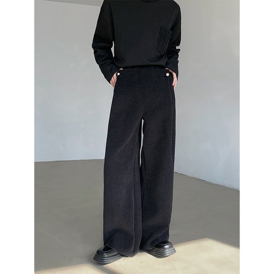 Pantalones Hombre Cintura Alta Pierna Ancha Primavera con Caída Fluida - Image 2