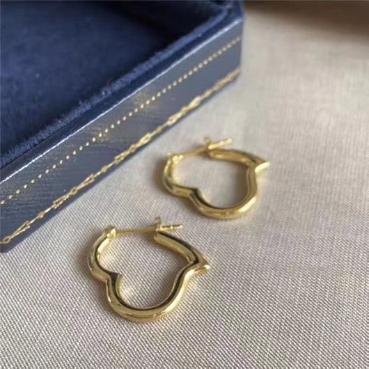 Aretes de Oro Amarillo Au750 Lujo Minimalista para Mujer