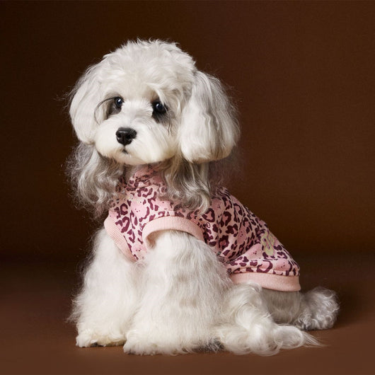Suéter Tipo Hoodie sin Mangas Estampado Leopardo para Perros Bichon Schnauzer Yorkshire