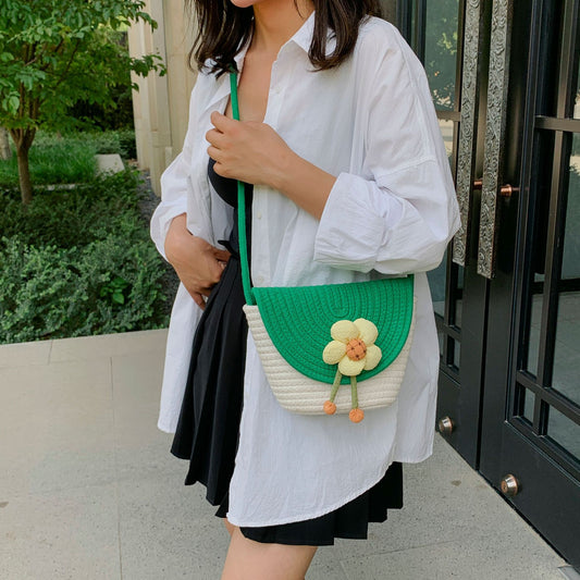 Bolsa de Paja con Flores para Mujer - Estilo Verano - Image 2