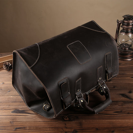 Bolsa de Viaje de Cuero Auténtico para Hombre, Maletín de Gran Capacidad Estilo Vintage - Image 5