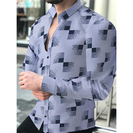 Camisa Casual de Manga Larga con Impresión Digital 3D para Hombre - Image 41