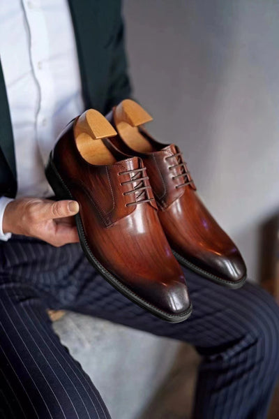 Zapatos de Cuero Vintage con Punta Cuadrada para Hombre - Image 28