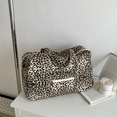 Bolsa de Hombro Estampado Leopardo en Lona para Mujer - Image 4