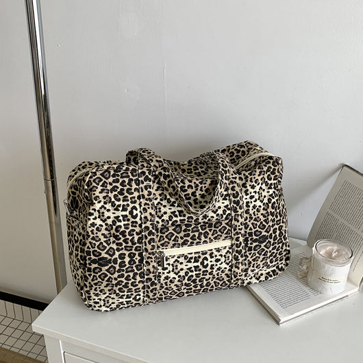 Bolsa de Hombro Estampado Leopardo en Lona para Mujer - Image 4