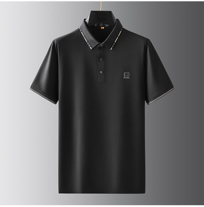 Polo Oversize de Seda Helada para Hombre - Manga Corta con Solapa Relajada - Image 3