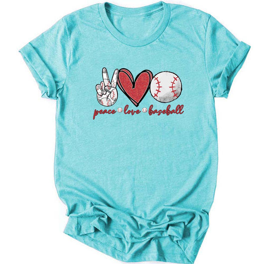 Playera Mujer Manga Corta Peace Love Alfabeto Béisbol - Image 7