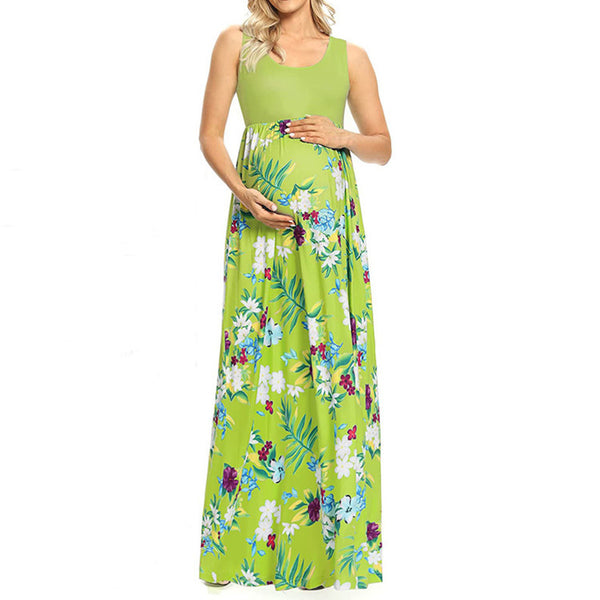 Vestido de Maternidad con Estampado y Costura Clásica