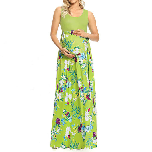 Vestido de Maternidad con Estampado y Costura Clásica