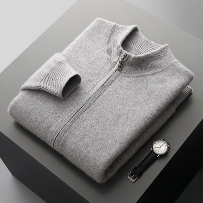 Suéter Tejido de Lana Reversible para Hombre con Cierre - Colores Sólidos - Image 3
