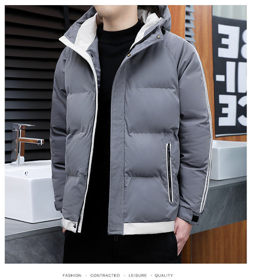 Chaqueta Cálida Acolchada Estilo Coreano con Capucha para Hombre - Image 14