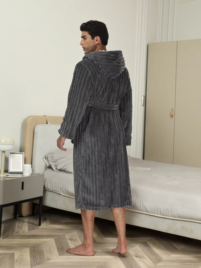 Bata Larga Térmica con Capucha para Hombre - Franela Gruesa - Image 10