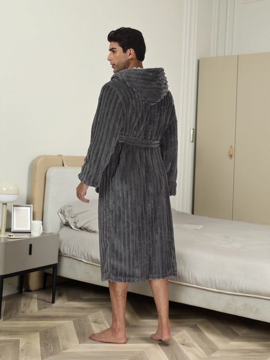 Bata Larga Térmica con Capucha para Hombre - Franela Gruesa - Image 10