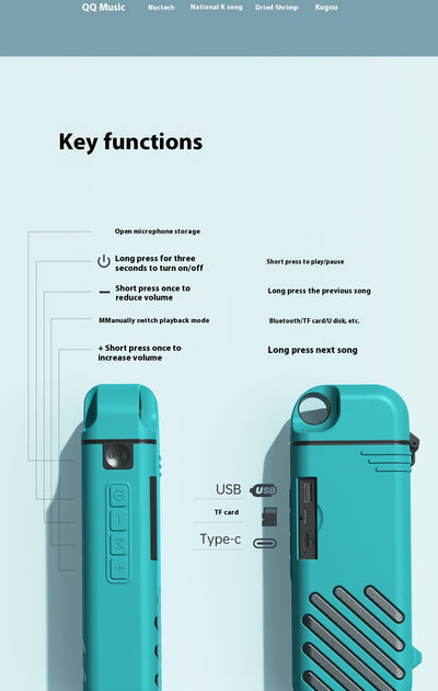 Parlante Bluetooth Portátil K18 con Micrófono para Familia - Image 8