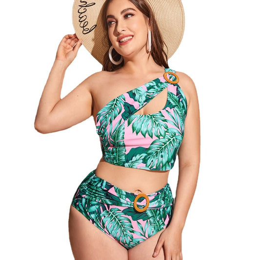 Traje de Baño Deportivo Estampado Talla Grande con Diseño Modular - Image 2