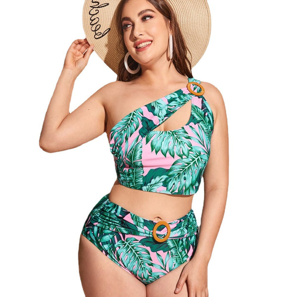 Traje de Baño Deportivo Estampado Talla Grande con Diseño Modular