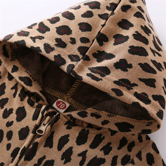 Mono Jumpsuit para Bebé Estampado Leopardo Marrón con Cierre - Image 8