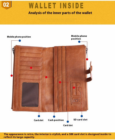 Cartera Larga de Cuero para Mujer Estilo Retro con Protección RFID - Image 14