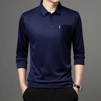 Camisa de Manga Larga con Bolsillo Solapa para Hombre