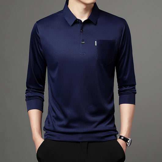 Camisa de Manga Larga con Bolsillo Solapa para Hombre