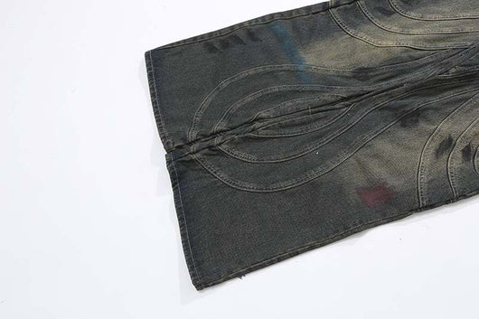 Jeans Rectos con Costuras en Relieve - Diseño Urbano Tridimensional - Image 4