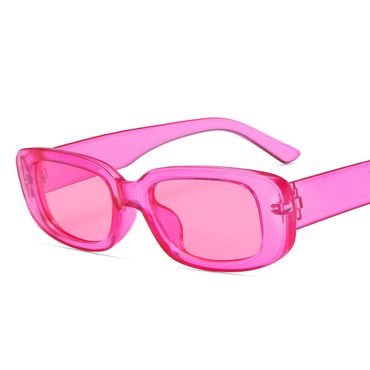 Black rectangular fashion sunglasses with dark lenses, featuring a thick frame and temples, angled on a white background. - Image 9