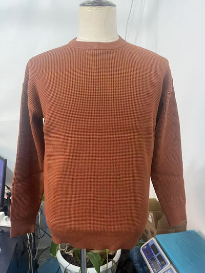 Suéter Cuello Redondo Textura Waffle para Hombre - Pullover Tejido Casual - Image 11