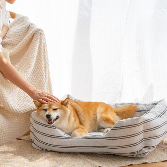 Colchoneta para Mascotas en Algodón y Lino - Lavable y Duradera Todo el Año