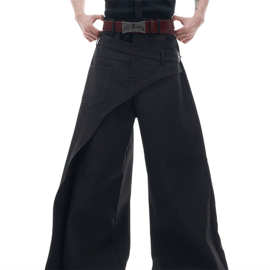 Pantalones Casuales con Detalles de Costura Mixta y Hebilla Metálica - Image 9