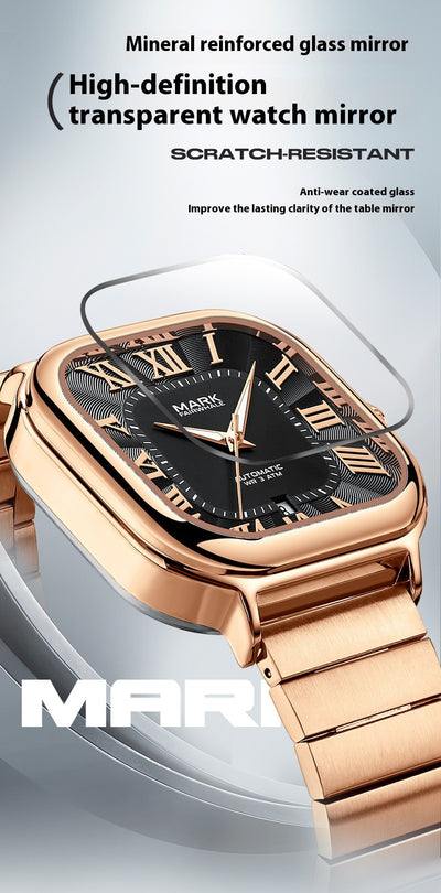 Reloj Mecánico Automático Cuadrado Resistente al Agua con Esfera Luminiscente - Image 16