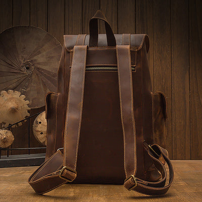 Mochila de Cuero Retro Crazy Horse para Hombre - Bolsa Casual Versátil - Image 3
