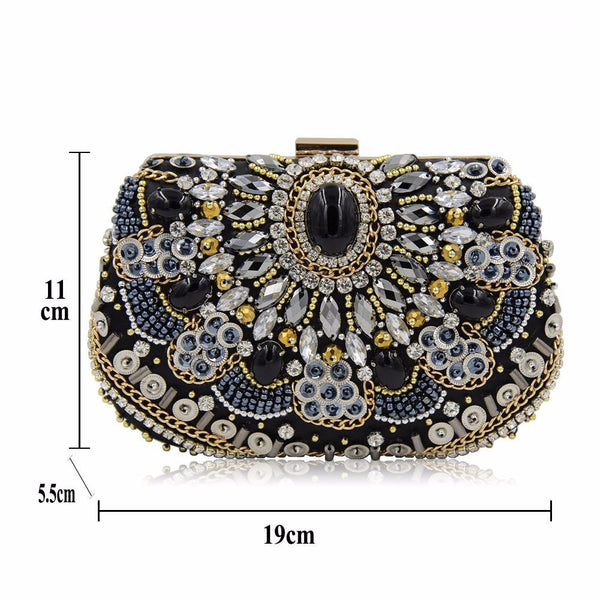 Bolso de Gala Elegante con Cristales y Diamantes Incrustados