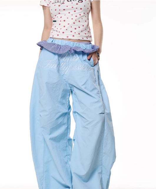 Pantalones Anchos a Cuadros con Costuras Decorativas - Secado Rápido para Mujer - Image 8