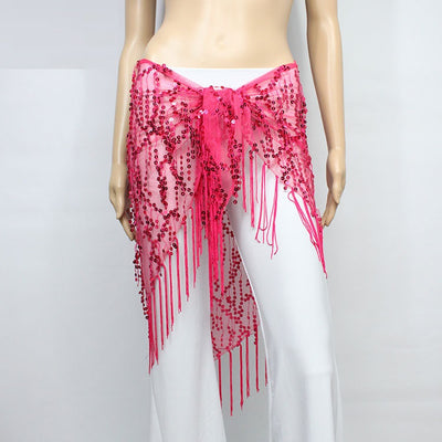 Faja de Danza Vientre con Lentejuelas Triangular para Presentaciones y Práctica - Image 17