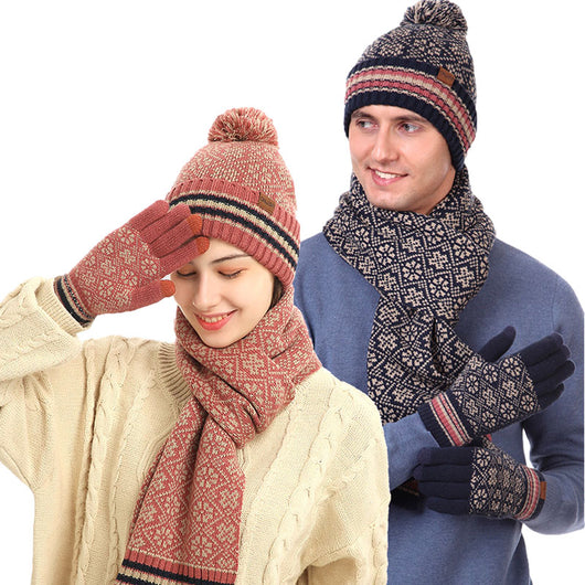 Conjunto de Abrigo Invernal: Gorro, Bufanda y Guantes Tejidos en Lana