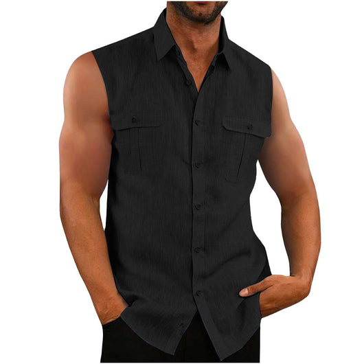 Camisa Hombre Algodón y Lino con Doble Bolsillo - Estilo Europeo y Americano - Image 9