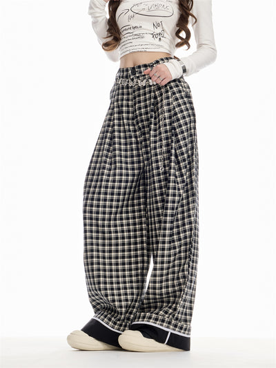 Pantalón Cuadros Mujer Cintura Alta Recto Holgado - Image 17