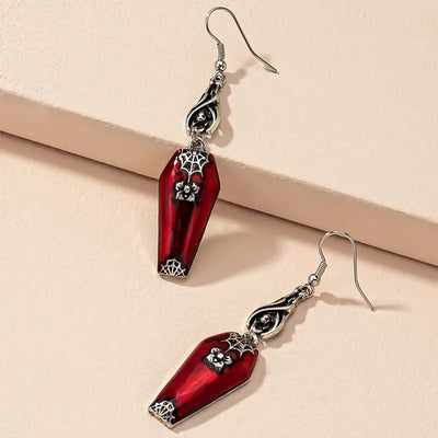 Aretes de Murciélago y Araña Rojo Retro - Estilo Instagram Halloween