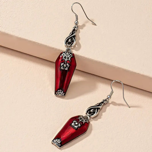 Aretes de Murciélago y Araña Rojo Retro - Estilo Instagram Halloween