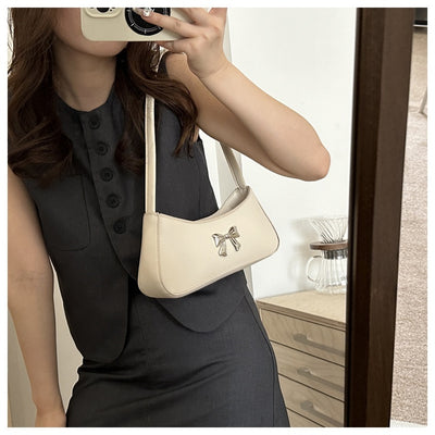 Bolsa de Hombro Minimalista Texturizada con Detalle de Moño Elegante - Image 30