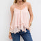 Blusa Camisola de Malla con Volantes Laminados