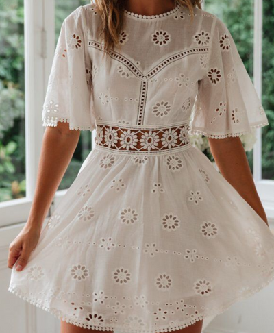 Vestido de Algodón con Patchwork de Encaje - Image 11