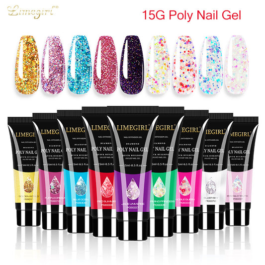 Gel de Extensión de Uñas con Purpurina de 12 Colores - Sin Dolor