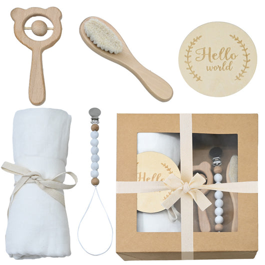 Set de Regalo Recién Nacido: Sonajero de Madera Tejido a Crochet - Image 9