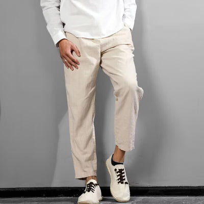 Pantalones Casuales de Lino y Algodón para Hombre - Ajuste Versátil - Image 8