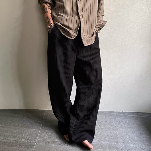 Pantalones Anchos Plisados con Textura para Hombre - Image 6