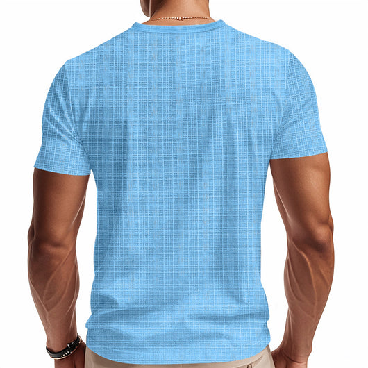 Camiseta Hombre Bambú Lino Artificial Suelta Transpirable Cuello V Manga Corta - Image 22