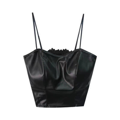 Chaleco de Cuero Retro Ajustado para Mujer - Image 5