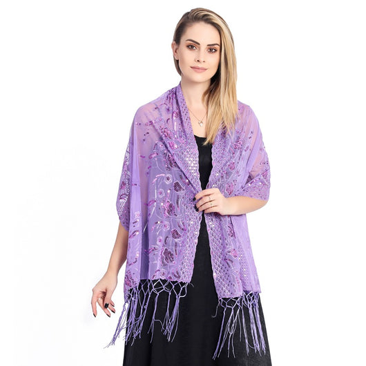 Chal de Gala Elegante con Lentejuelas y Borlas para Novia - Image 42